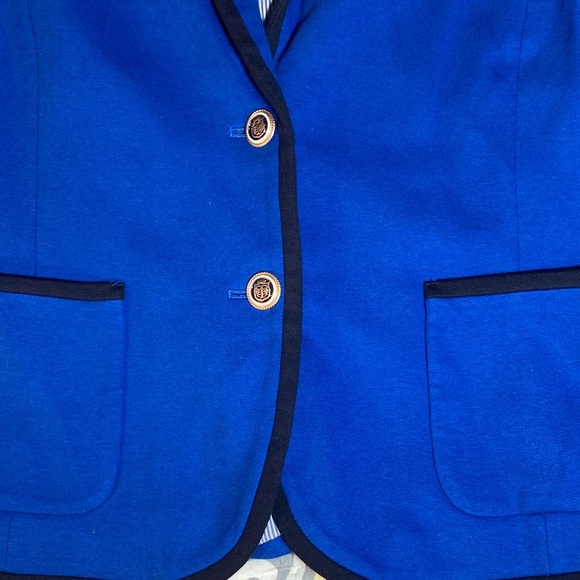 Talbots Aberdeen Pique Blue Blazer Size 14 Petite - Picture 3 of 13
